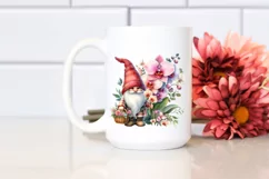 Watercolor Cute Gnome Holding Flower Basket Product Image 2