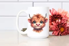Funny Baby Highland Cow Face PNG Product Image 2
