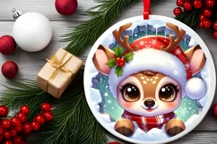 Round Christmas Ornament Sublimation|Clipart Product Image 1