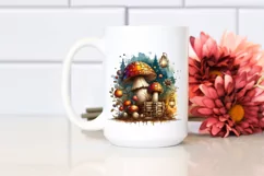 Detailed Mushroom with Watercolor Splash PNG Product Image 2
