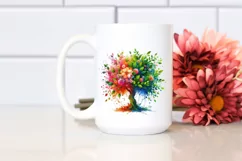Vibrant Watercolor Tree with Flowers PNG Product Image 2