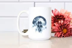 Blueish Vintage Astronaut Girl | Sublimation | Clipart Product Image 2