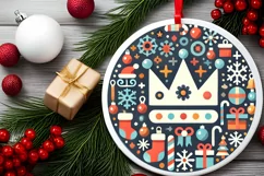 Round Christmas Ornament Sublimation|Clipart Product Image 1