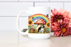 Watercolor Mushroom Sunflower Scene | Sublimation | PNG Product Image 2