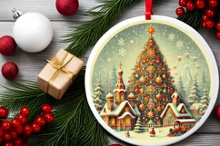 Round Christmas Ornament Sublimation|Clipart Product Image 1