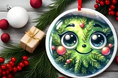 Christmas Christmass Tree Smiling Round Ornament Sublimation Product Image 2