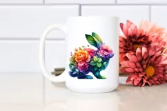 Vibrant Watercolor Rabbit with Flowers PNG Product Image 2