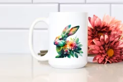 Vibrant Watercolor Rabbit with Flowers PNG Product Image 2