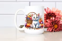 Colorful Baby Kitten Holding Basket | Sublimation | Clipart Product Image 2