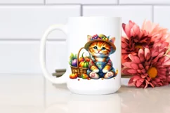 Colorful Baby Kitten Holding Basket | Sublimation | Clipart Product Image 2