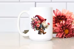 Watercolor Small Gnome Carrying Rose Bouquet Product Image 2