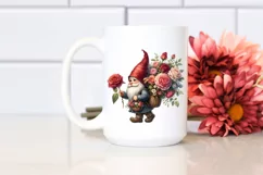 Watercolor Small Gnome Carrying Rose Bouquet Product Image 2