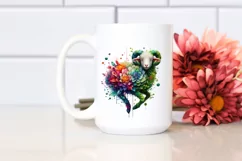Vibrant Watercolor Lamb with Flowers PNG Product Image 2