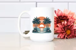 Vintage Tropical Island Sunset Clipart Product Image 2