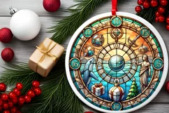 Round Christmas Ornament Sublimation|Clipart Product Image 1