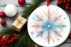 Snow Flake Christmas Round Cute Ornament Sublimation Product Image 1
