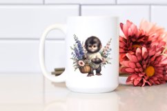 Detailed Boho Baby Monkey Delphinium Bouquet Clipart Product Image 2