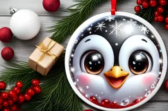 Shiny Christmas Penguin Ornament Sublimation PNG Product Image 2