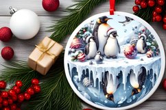 Watercolor Christmas Penguins Ornament Product Image 2