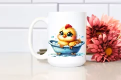 Colorful Smiling Baby Chicken Bathtub Clipart Product Image 2