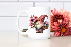Watercolor Cute Gnome Holding Petunia Bouquet Product Image 2