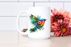 Vibrant Watercolor Bird with Flowers PNG Product Image 2