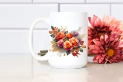 Vibrant Orange Roses Watercolor PNG Product Image 2