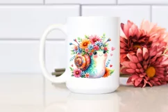s Baby Snail Whimsical Flowers Clipart Product Image 2