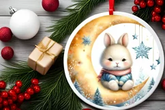 Vintage Baby Rabbit on Moon Sublimation PNG Product Image 2