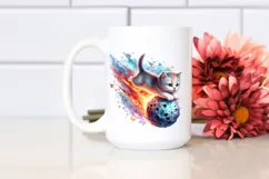 Baby Cat Diving from Meteor | Sublimation | Clipart Product Image 2