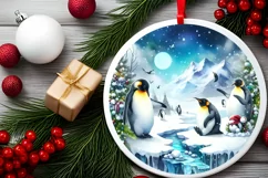 3D Winter Scene with Penguins Sublimation PNG Product Image 2