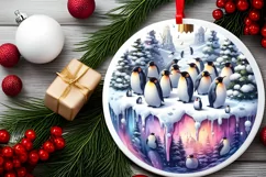 3D Winter Scene with Penguins Sublimation PNG Product Image 2