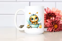 Colorful Baby Bee Smiling Bathtub Watercolor Product Image 2