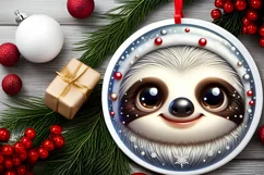 Shiny Sloth Face Round Ornament Sublimation PNG Product Image 2
