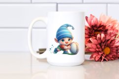 Watercolor Pastell of a Cute Baby Gnome Playing Rugby | Product Image 2