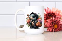 Gothic Baby Turtle with Zinnia Bouquet | Clipart Product Image 2