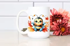 Funny Baby Bee with Autumn Leaves | Sublimation | Clipart Product Image 2
