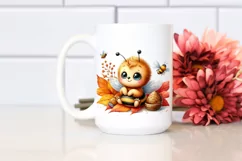 Funny Cute Baby Bee Autumn Leaves Clipart Product Image 2