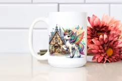 Colorful Baby Unicorn in Village Square Product Image 2