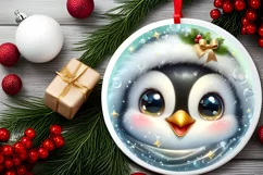 Shiny Christmas Penguin Ornament Sublimation PNG Product Image 2