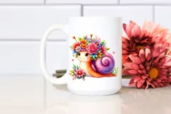 Cute Snail Sitting, Flower Crown PNG Product Image 2