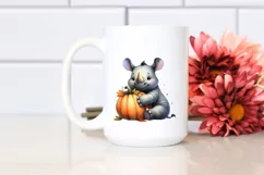 Funny Cute Rhino with Pumpkin | Sublimation | Clipart Product Image 2