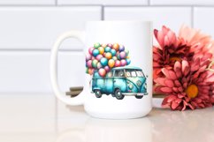 Watercolor Vintage Vibrant Van with Balloons | Sublimation Product Image 2