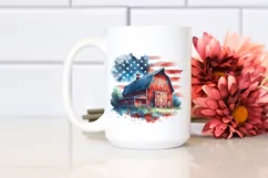 Washed Watercolor Barn USA Colors | Sublimation Clipart Product Image 2