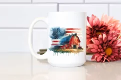 Washed Watercolor Barn USA Colors | Sublimation Clipart Product Image 2
