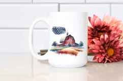 Washed Watercolor Barn USA Colors | Sublimation Clipart Product Image 2