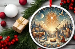 Round Christmas Ornament Sublimation|Clipart Product Image 1