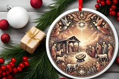 Round Christmas Ornament Sublimation|Clipart Product Image 1