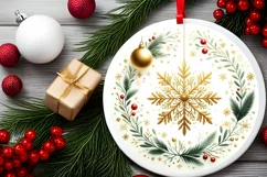 Round Christmas Ornament Sublimation|Clipart Product Image 2