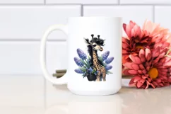 Watercolor Gothic Baby Giraffe Basket Flower Azalea | Product Image 2